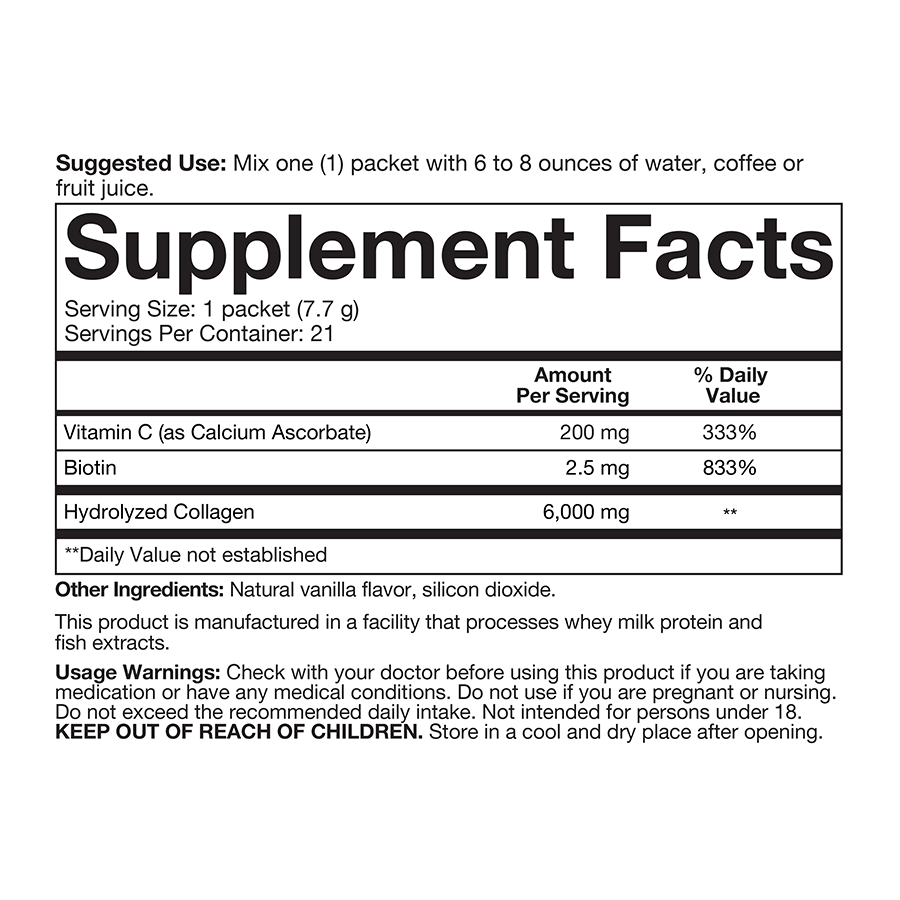 Collagen Powder Vanilla Flavor Supplement Facts