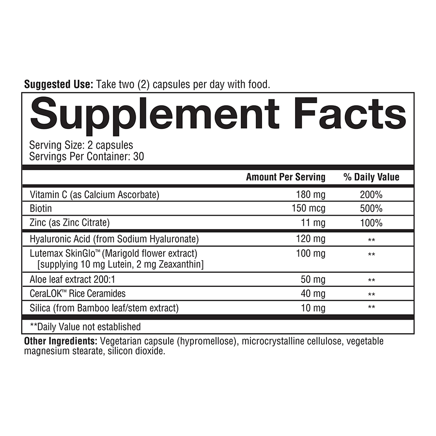 Hyaluronic Plus Vegetarian Capsules Supplement Facts