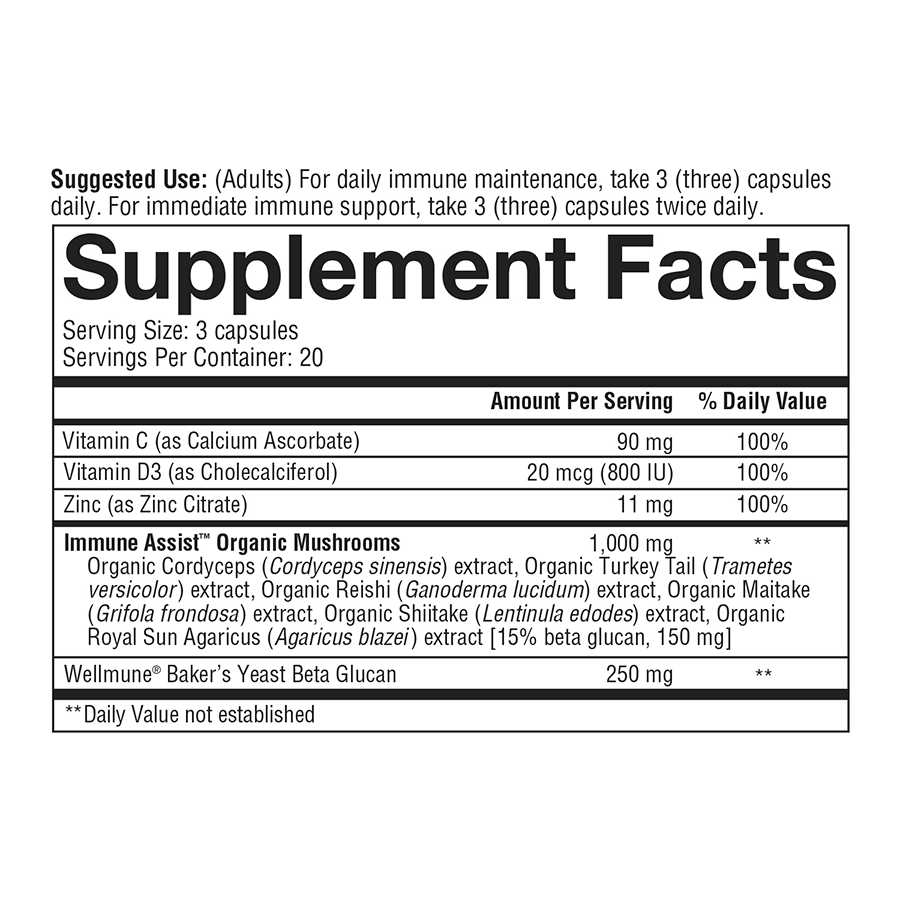 Immune Daily Wellness 60 Capsules Supplement Facts