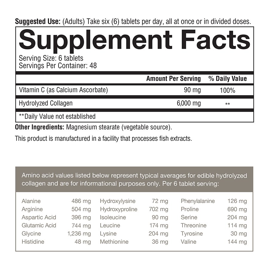 Collagen 160 Tablets Supplement Facts
