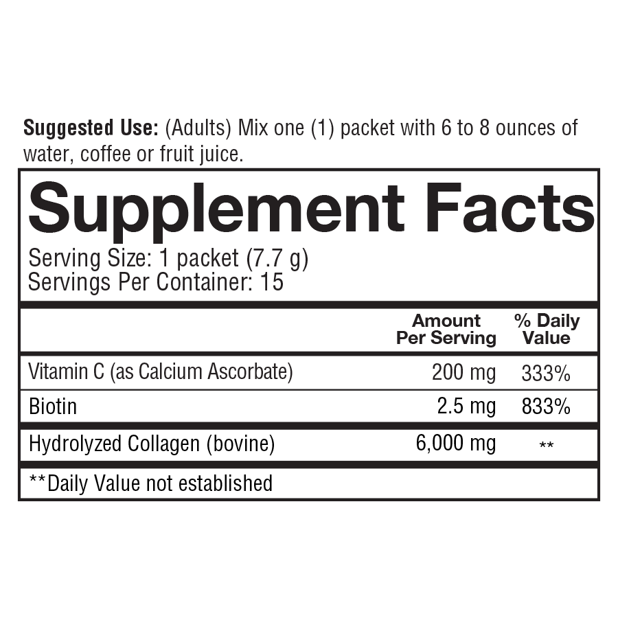 Collagen Instant Mix Supplement Facts