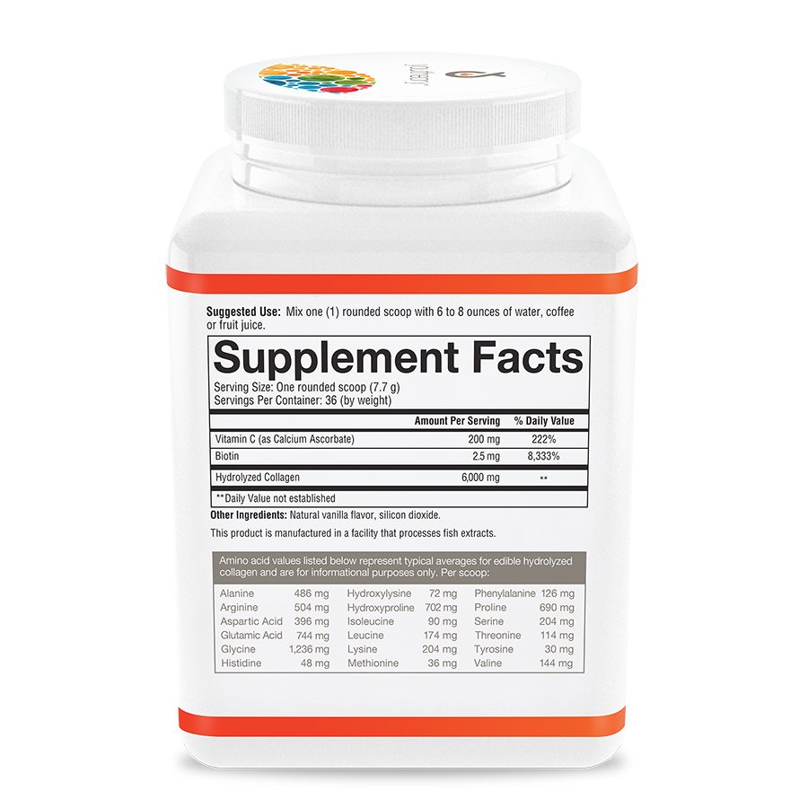 Collagen Powder Vanilla Flavor Bottle Right Side