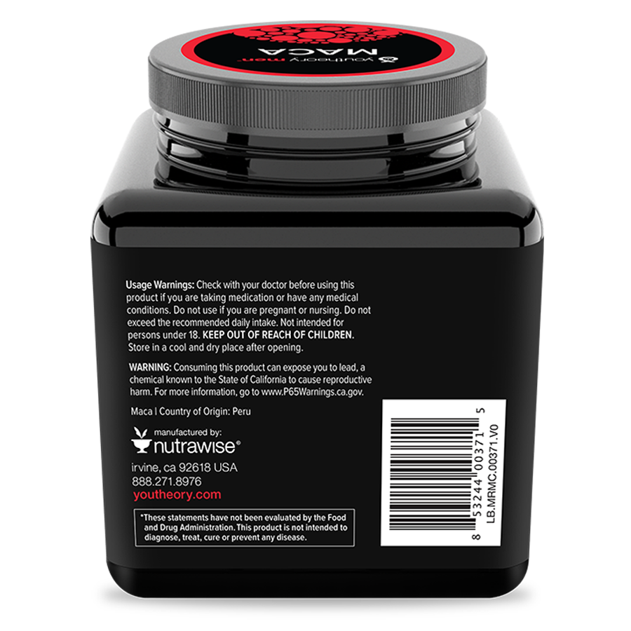 mens maca 120ct capsules back side