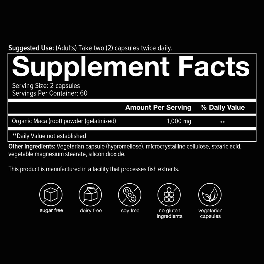 mens maca 120ct capsules supplement facts