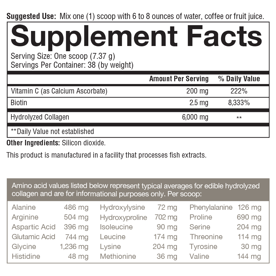 Collagen Powder Unflavored Supplement Facts