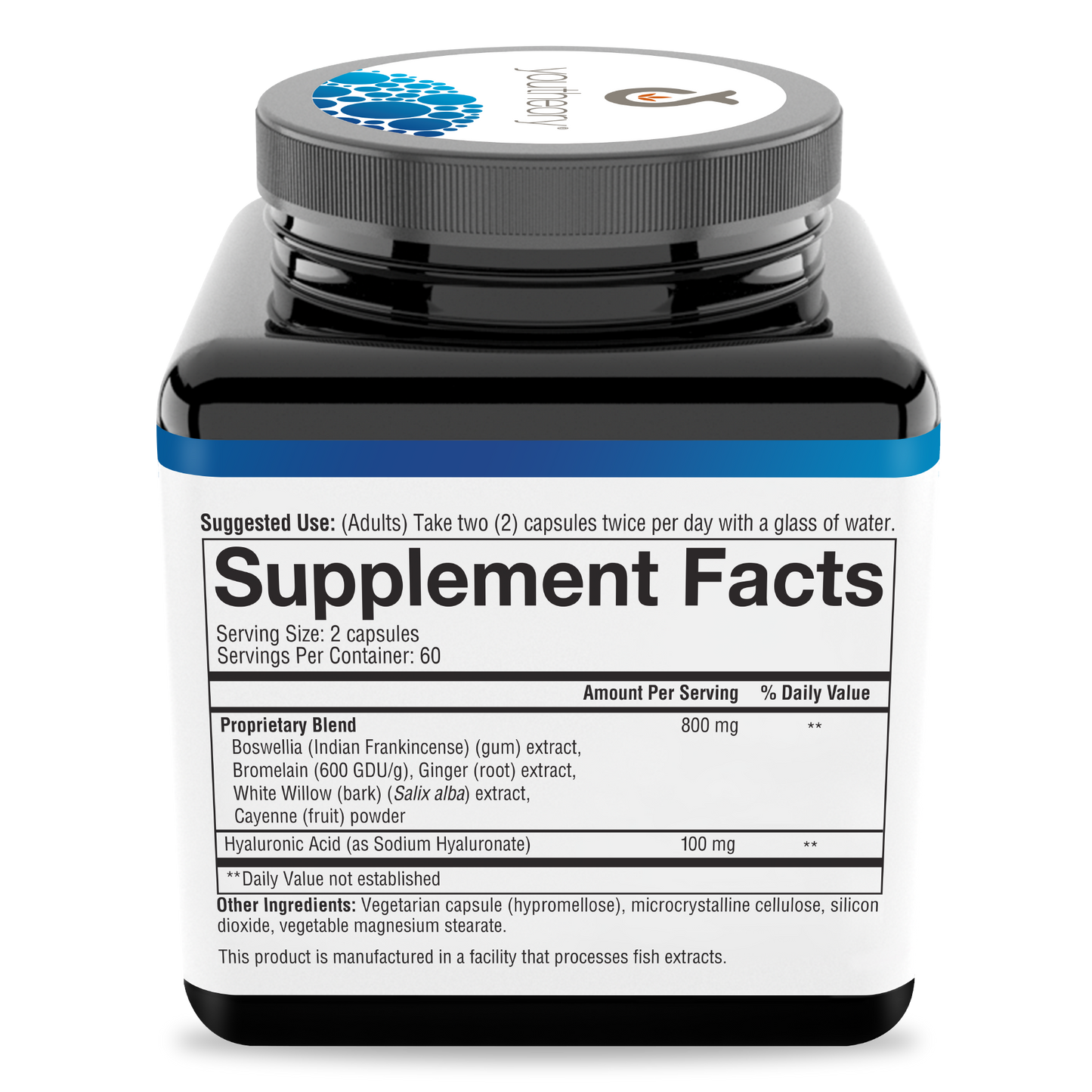 Hyaluronic Acid Capsules Bottle Right Side