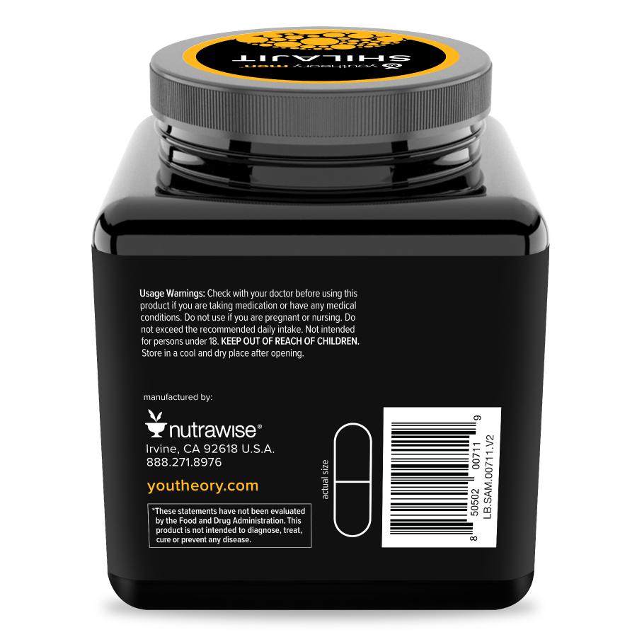 Mens Shilajit 60 Capsules Bottle back Side