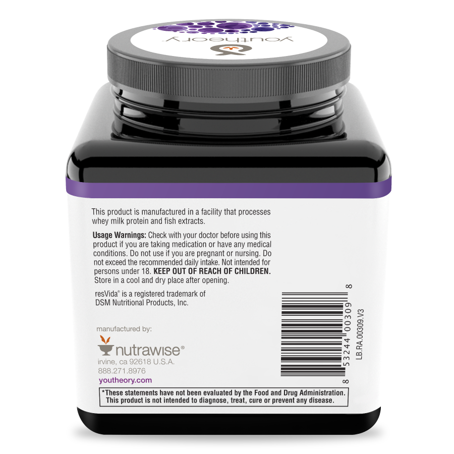 Resveratrol 160 Tablets Bottle Back Side