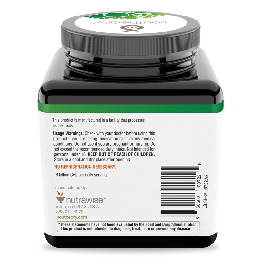 Spore Probiotic 60 Capsules Bottle Back Side