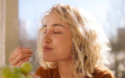 Female feeling calm and happy