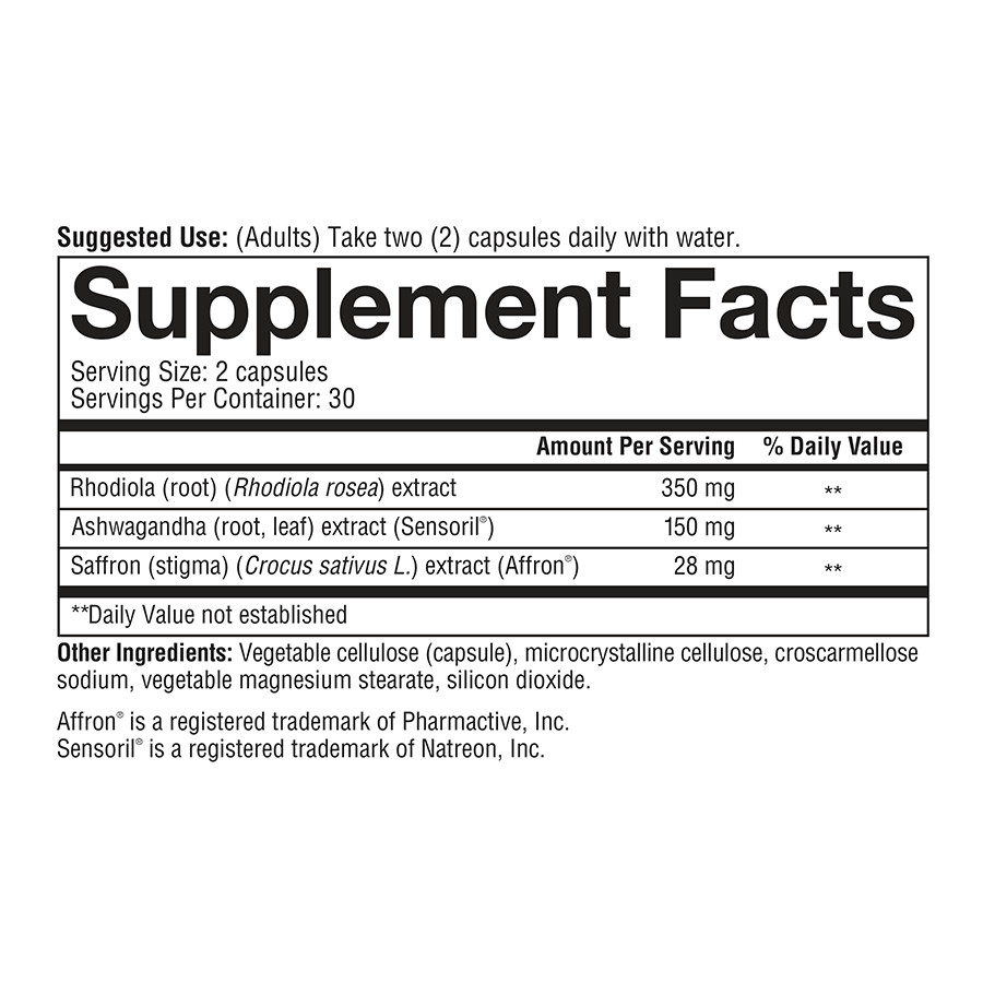 Saffron 60 Capsules Supplement Facts