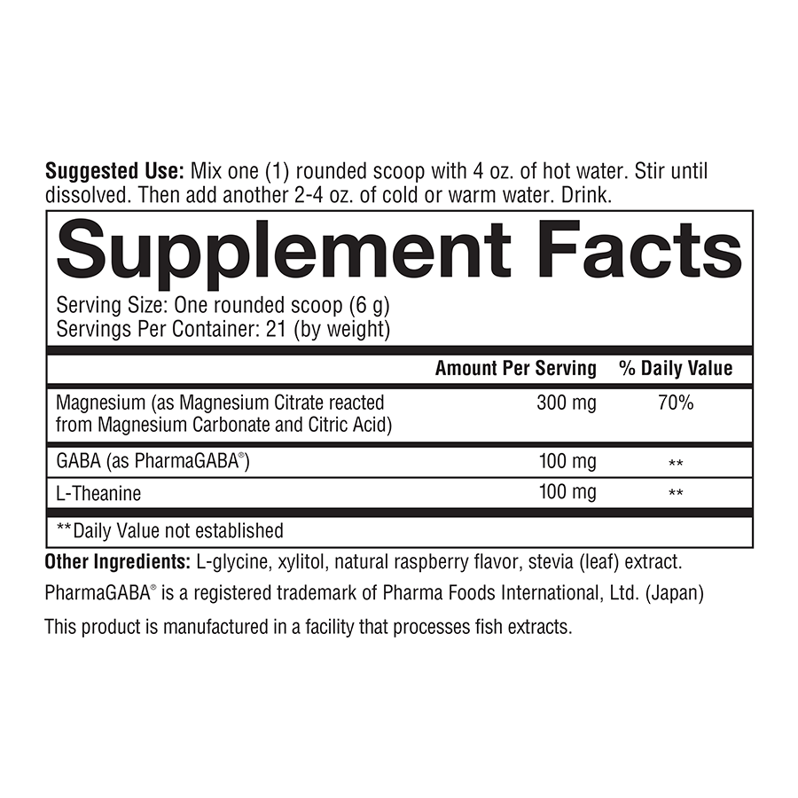 Relax Magnesium Powder Supplement Facts