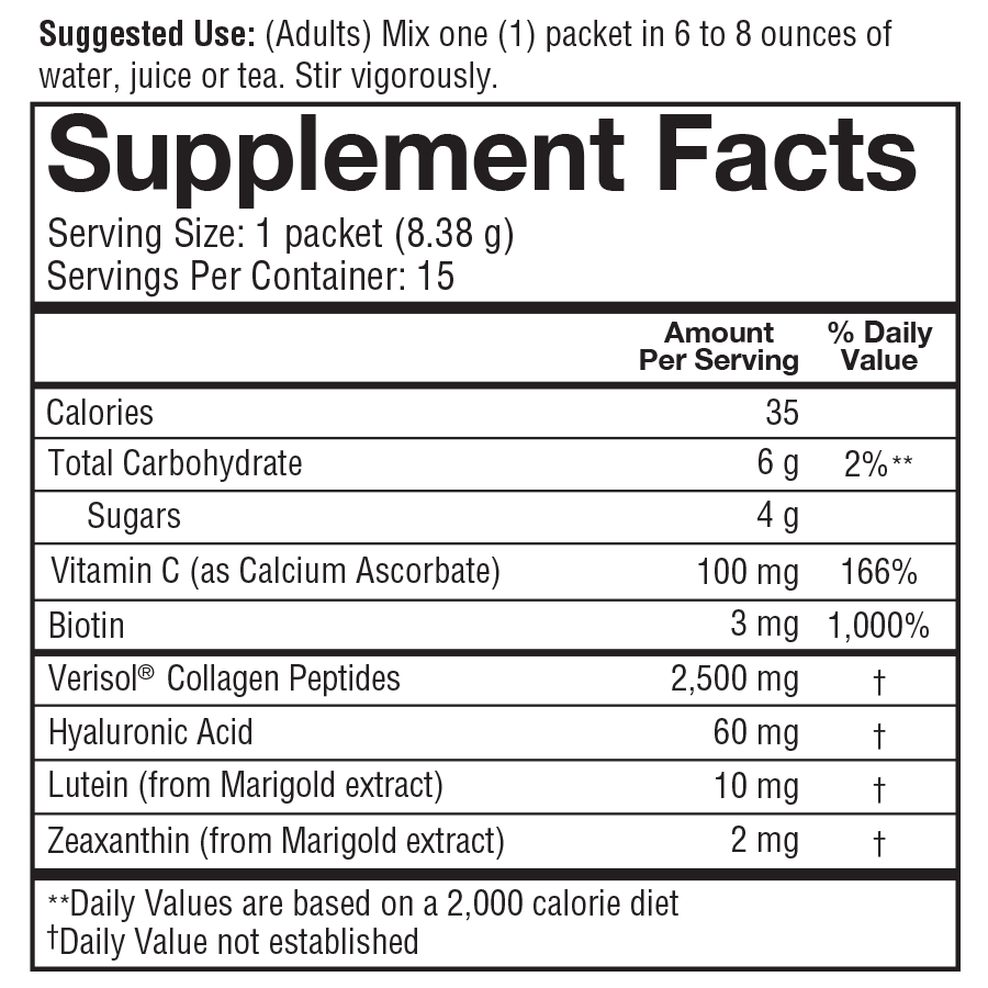 Beauty Instant Mix Supplement Facts