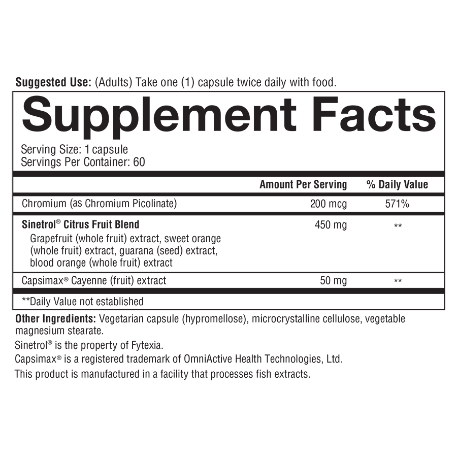 daily fat burner 60ct supplement facts