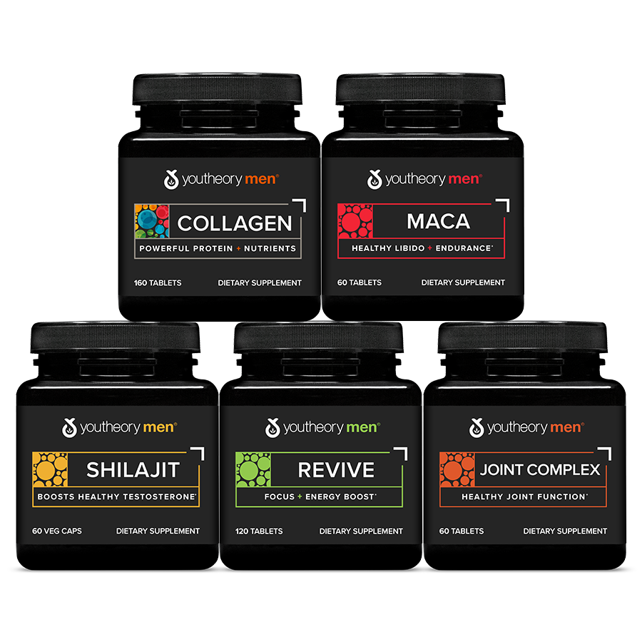 mens 5 pack collagen - maca - shilajit - revive - joint complex
