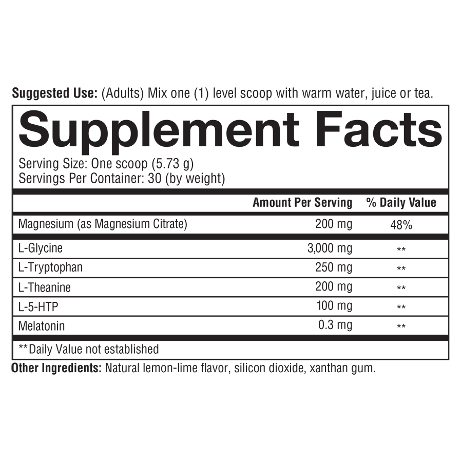 Sleep Powder 6.0 oz Bottle Supplement Facts