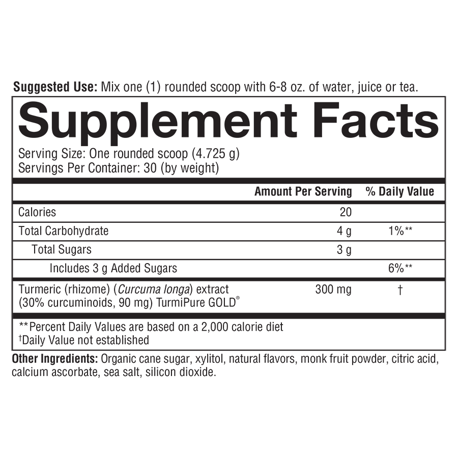 Turmeric Powder 5.0 oz Bottle Supplement Facts