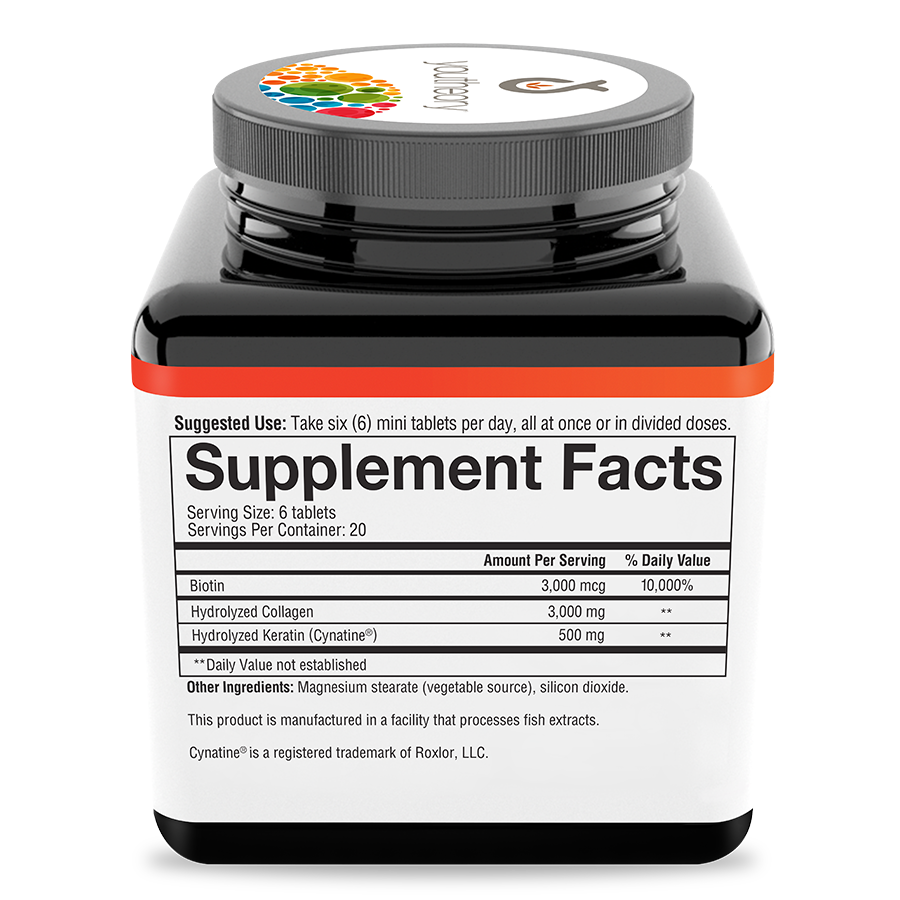 Hair Collagen 120 Tablets Bottle Right View