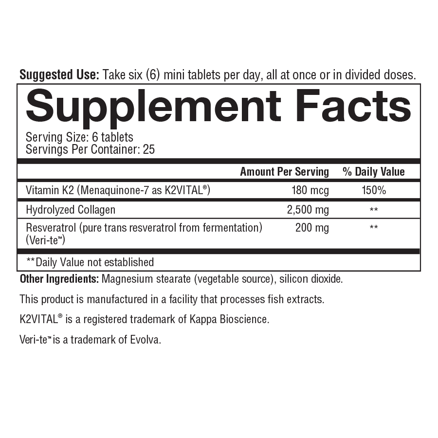 Heart Collagen 150 Tablets Supplement Facts