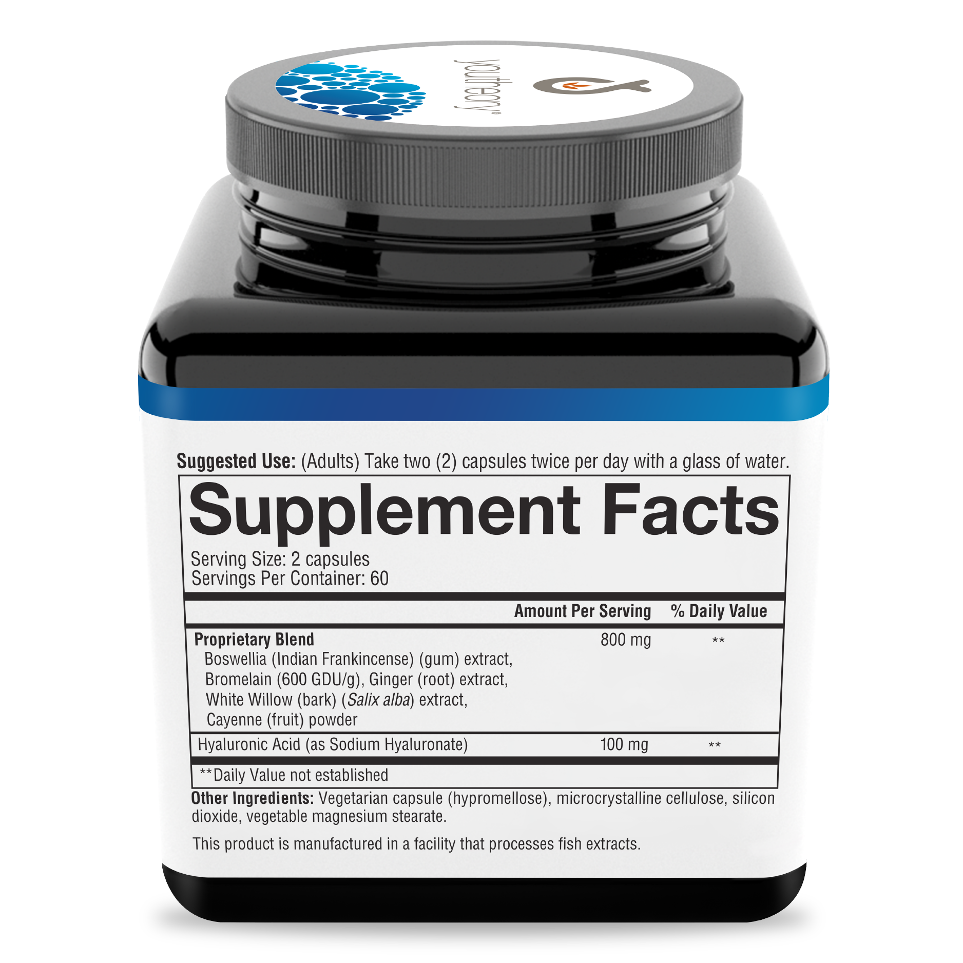 Hyaluronic Acid Capsules Bottle Right Side