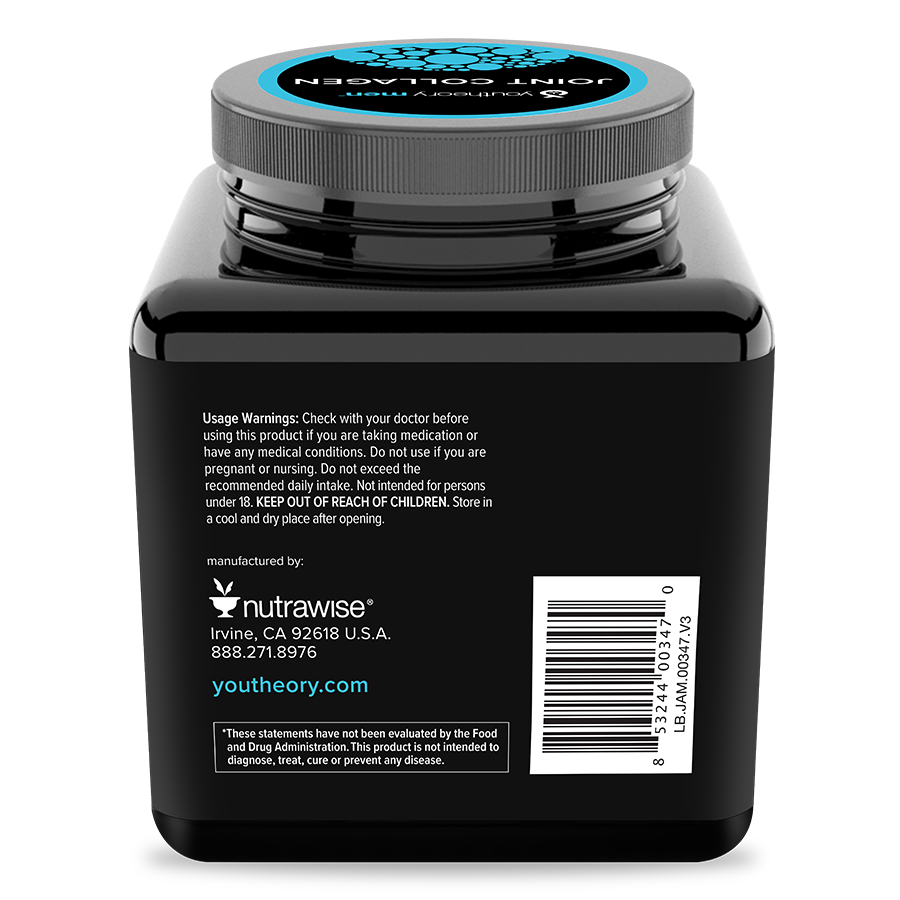 Mens Joint Collagen 120 Tablets Bottle Back Side