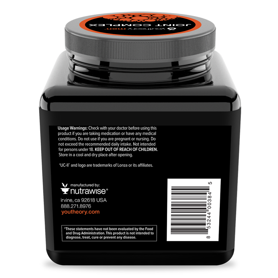 Mens Joint Complex 60 Tablets Bottle Back Side