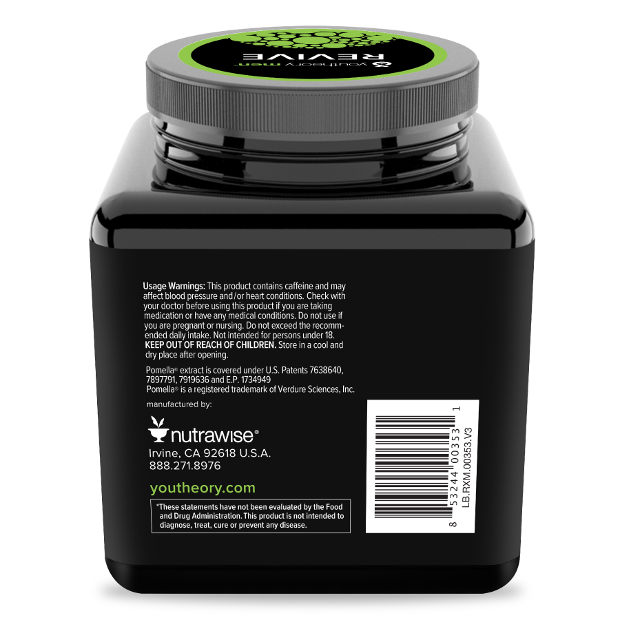 Mens revive 120 Tablets Bottle Back Side