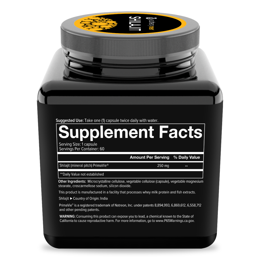 Mens Shilajit 60 Capsules Bottle Right Side