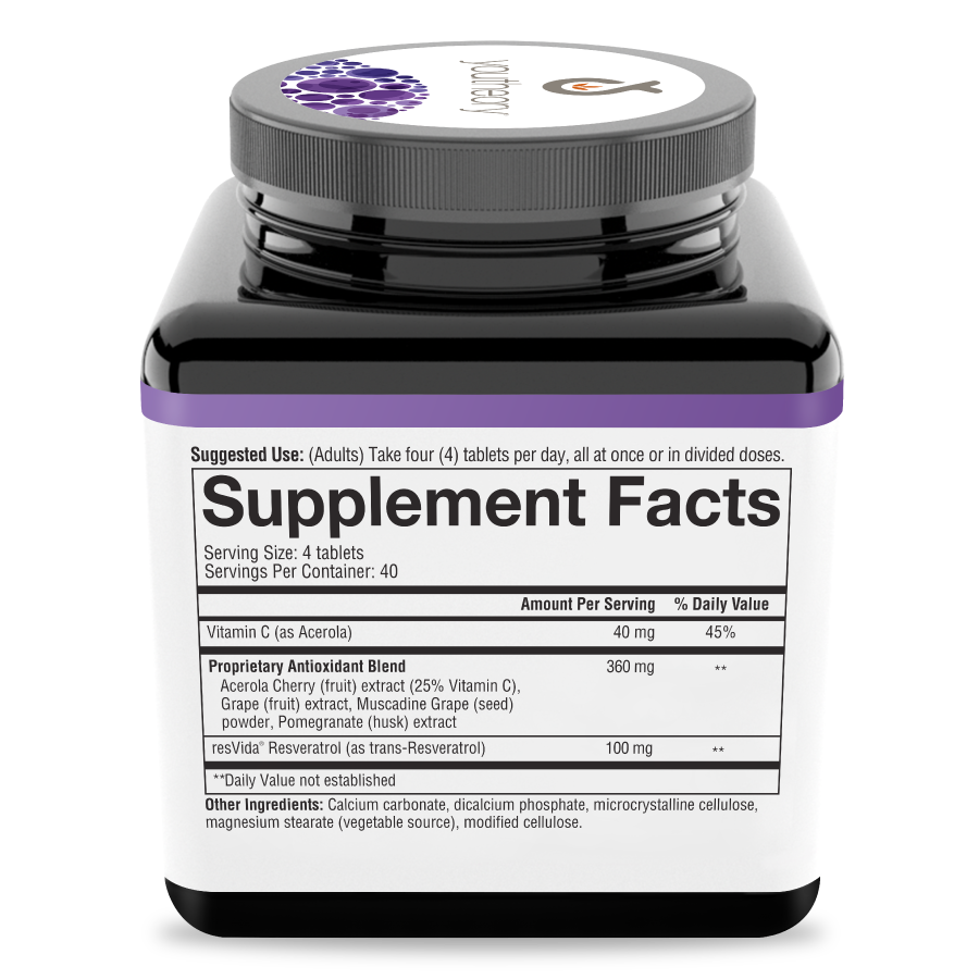 Resveratrol 160 Tablets Bottle Right Side