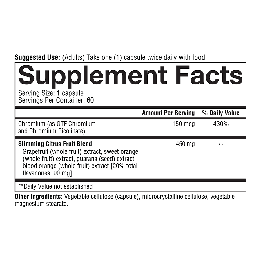 Slimming Citrus Fruit 60 Capsules Supplement Facts