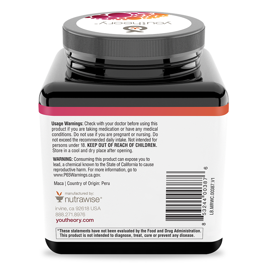 Womens Maca Root 120 Capsules Bottle Back Side