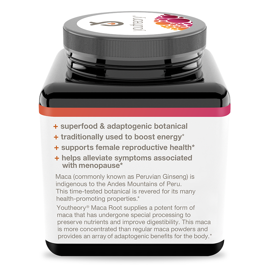 Womens Maca Root 120 Capsules Bottle Left Side